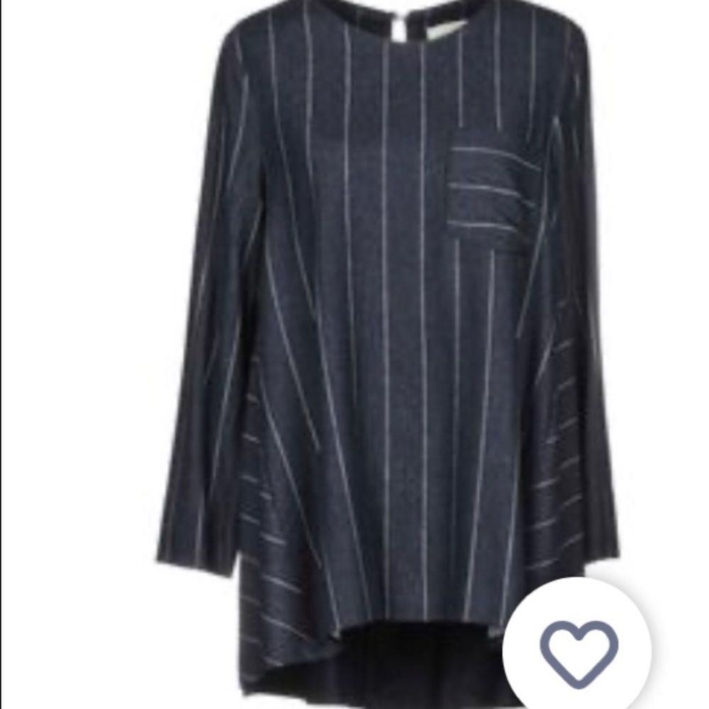 Navy pinstripe tunic mini dress 3/4 sleeve BNWT 4